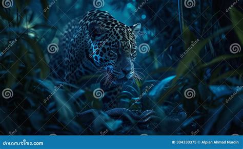 Generative Ai Jungle And Leopard Wallpaper Generative Ai Stock Image