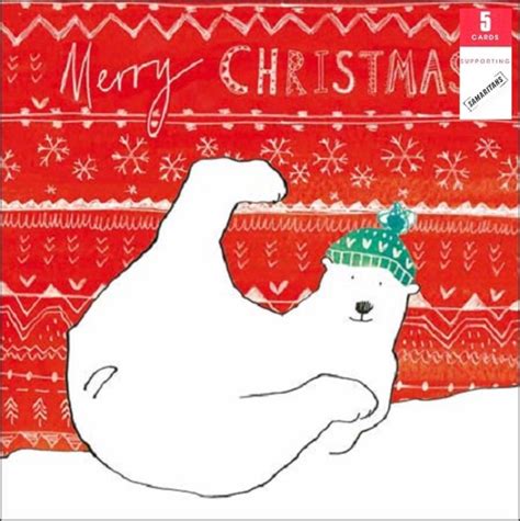 Pack Of 5 Polar Bear Samaritans Charity Christmas Cards Cards Love