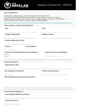 Fillable Online Expression Of Interest Form The Data Lab Fax Email