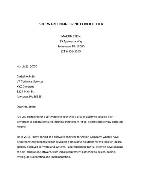 Software Engineer Cover Letter Examples Tips