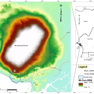 Digital elevation model of Mt Cameroon volcano showing location of the ...