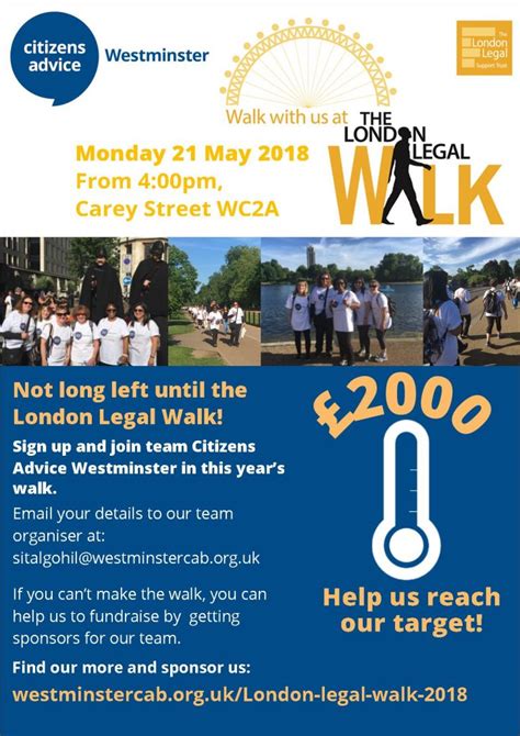 Legal Walk Poster 2018 Westminster Citizens Advice Bureau Service