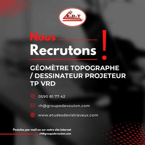 Offre d emploi Géomètre topographe Dessinateur projeteur Etudes