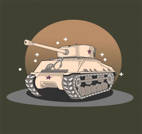 Ilustración Del Tanque Del Ejército Vector Premium