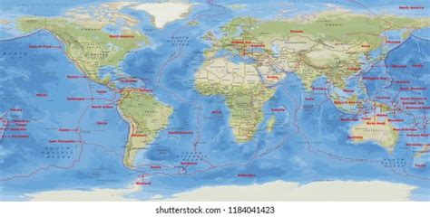 Tectonic Plates Map 3d Rendering Stock Illustration 1184041423 ...