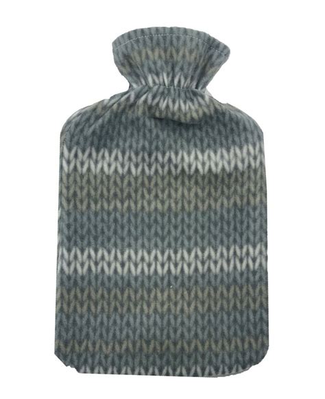Grey Striped 2L 2 Colours Fleece Hot Water Bottle E A Distribution