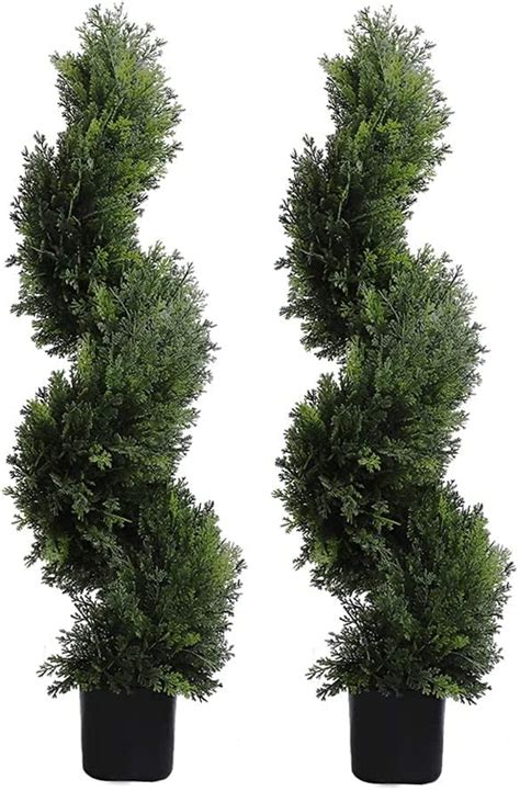 Spiral Topiary Trees, Artificial Ceder Tree Outdoor Cypress Spiral ...