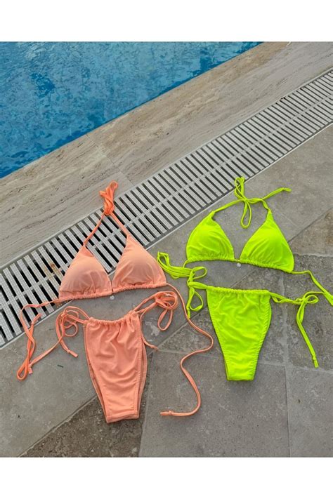 elifbilginbutik üst üçgen yüksek bel arkası ayarlanabilir alt model brezilyan 2 li kadın bikini