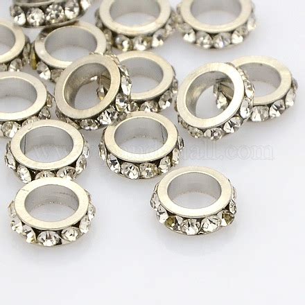 Wholesale Platinum Plated Brass Grade A Rhinestone Spacer Beads