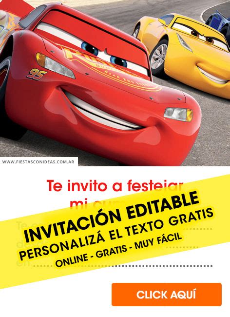 Invitaciones De Cars Rayo Mcqueen Gratis Para Editar Imprimir