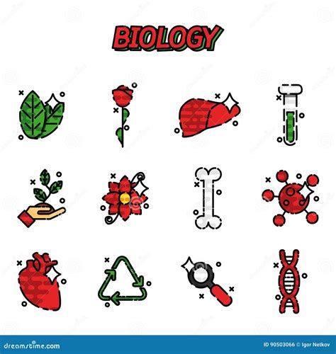 Biology Flat Concept Icons Stock Vector Illustration Of Education