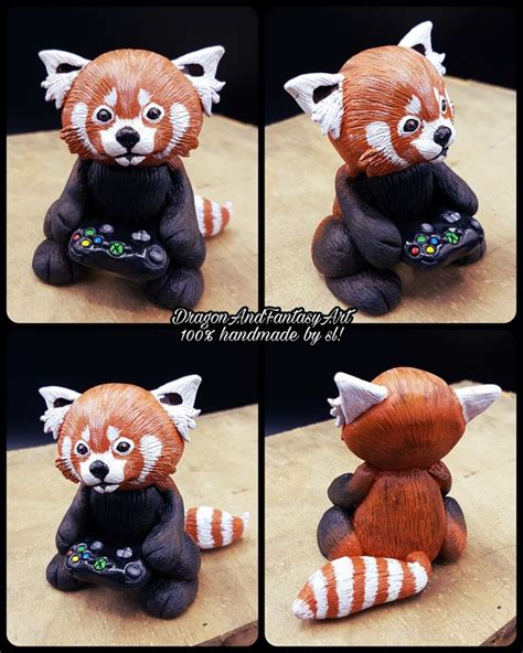 Handmade Red Panda Gaming Polymer Clay Fimo Art Artwork Artist