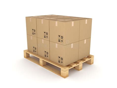 Stack Of Carton Boxes On A Pallet With Truck Stock Illustration