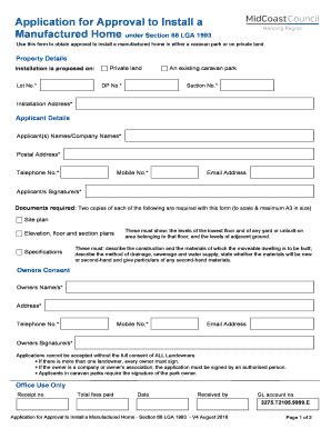 Fillable Online Midcoast Nsw Gov Application For Approval To Install A