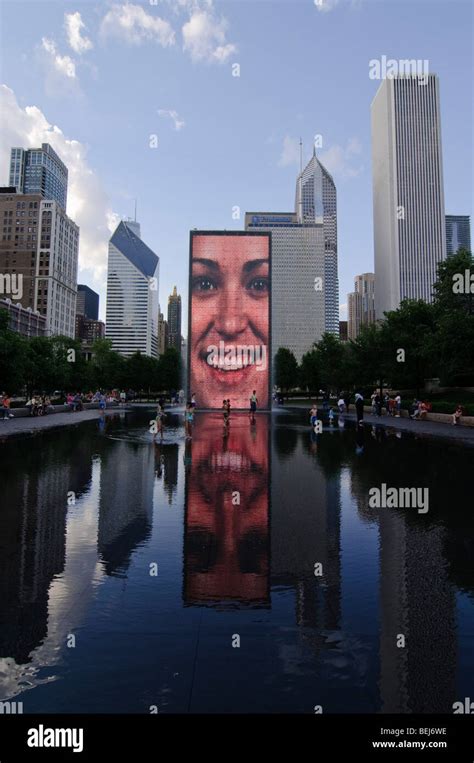 Crown Fountain By Jaume Plensa In Millennium Park Chicago Usa Now An