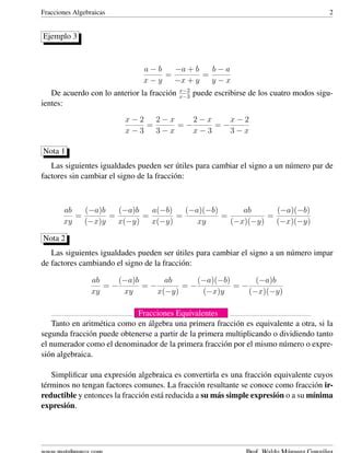 Fracciones Algebraicas PDF