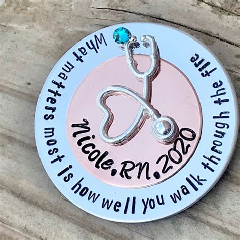 Personalized Gold Stethoscope Nursing Pin Lpn Bsn Rn Nurse Etsy