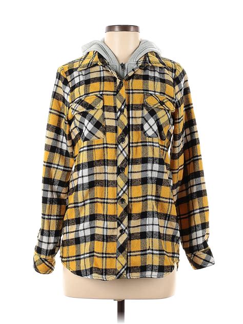 Ci Sono Plaid Yellow Long Sleeve Blouse Size M 56 Off Thredup