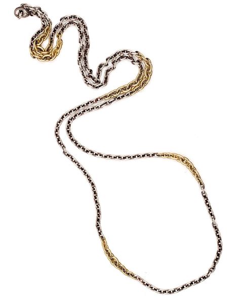 Sylva And Cie Rose Gold And Silver Stripe Chain Link Necklace Stanley