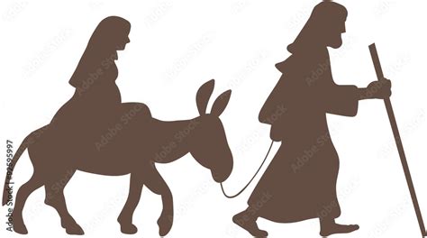 Maria Und Joseph Mit Esel Weihnachtsgeschichte Stock Vector Adobe Stock