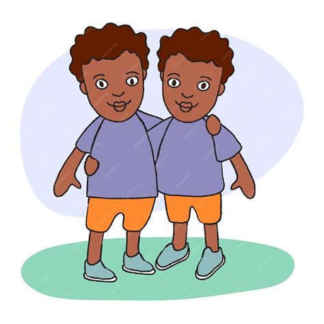 Premium Vector | Portrait of afro twin brothers. Two identical boys hugging each other