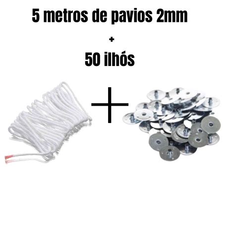 Comprar Pavios 5 metros 2mm 50 ilhós a partir de R 25 73 Cera