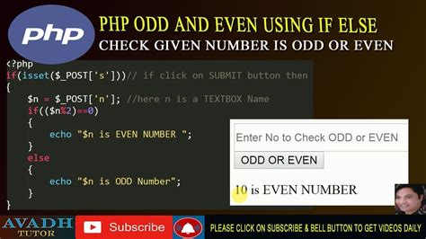 Odd Even Php If Else In Php Php Tutorial Avadh Tutor Ripal