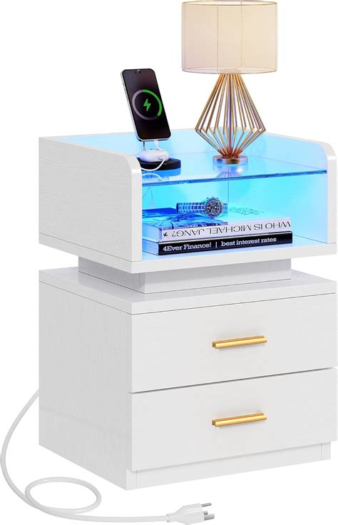 Amazon YITAHOME LED Nightstand With Charging Station Night Stand