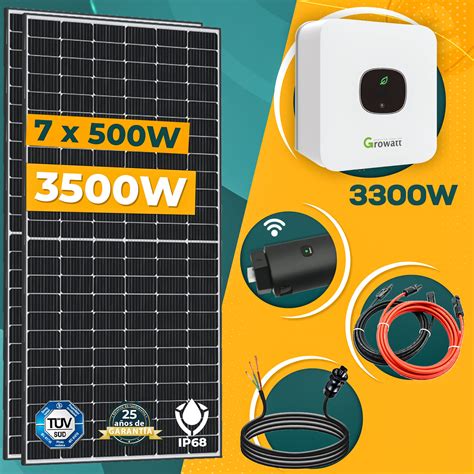 Kit Solar 3500W Autoconsumo Fotovoltaico 7 X 500W Paneles Inversor