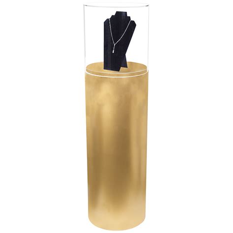 Gold Round Pedestal Display Case With Acrylic Cover ShopPOPdisplays