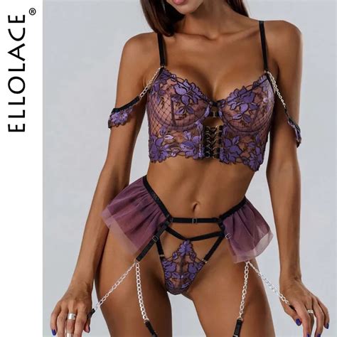 Ellolace Lingerie Floral Extravagante Para Mulheres Roupa Interior Porn