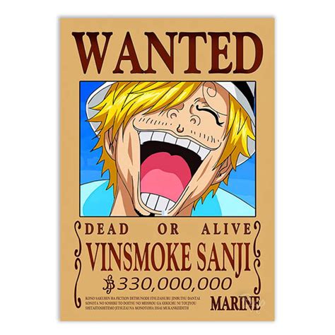 Placa Decorativa A One Piece Wanted Procurados Sanji Elo