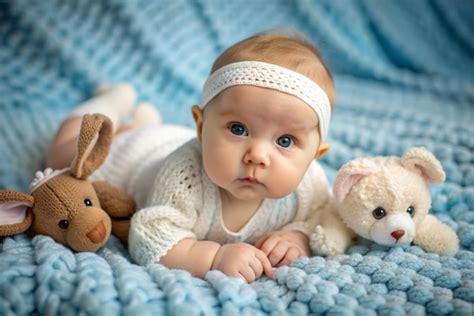 Cute Baby With Stuffed Animal Premium Ai Generated Image