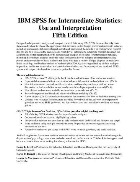 Pdf Spss For Intermediate Statistics Use And Interpretation Fifth