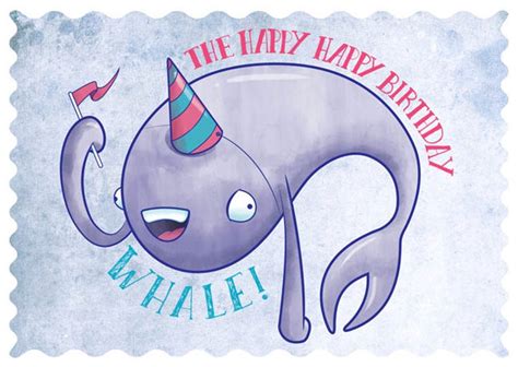 Happy Happy Birthday Whale Card Sea Creature Mammal Joy Etsy