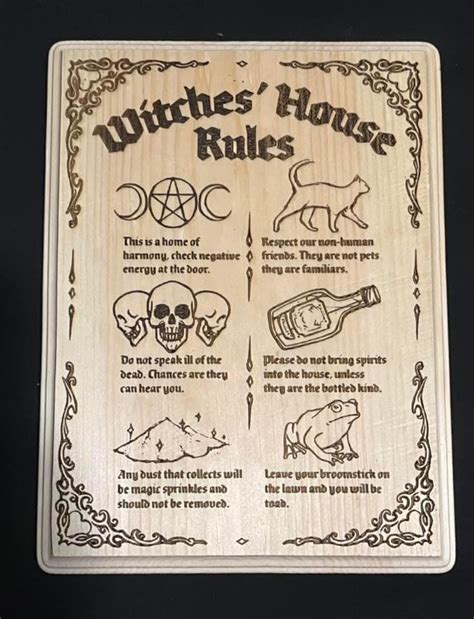 Witches House Rules Custome Sign Etsy