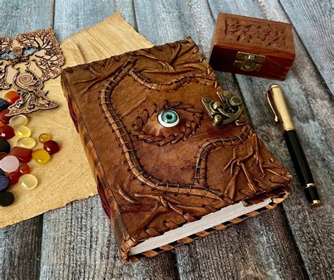 Hocus Pocus Book Of Spells Leather Journal Blank Book Wiccan Pagan