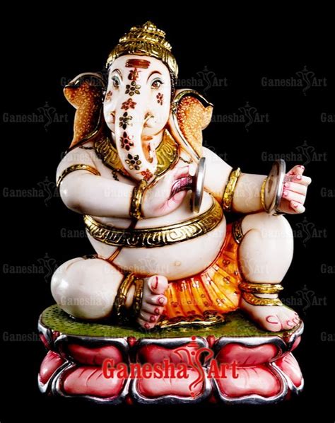 Multicolor White Marble Ganesha Statue Gn Size Feet To Feet