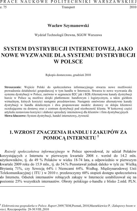 System Dystrybucji Internetowej Jako Nowe Wyzwanie Dla Systemu