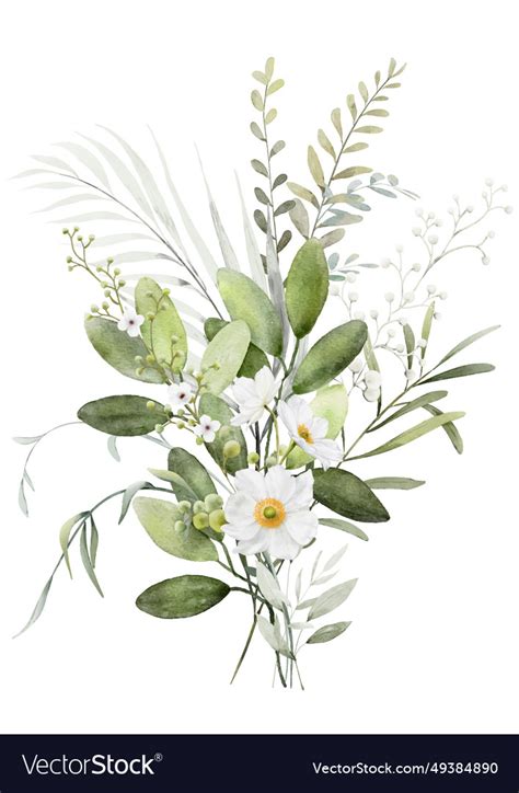 Watercolor Floral Branch Elements Royalty Free Vector Image