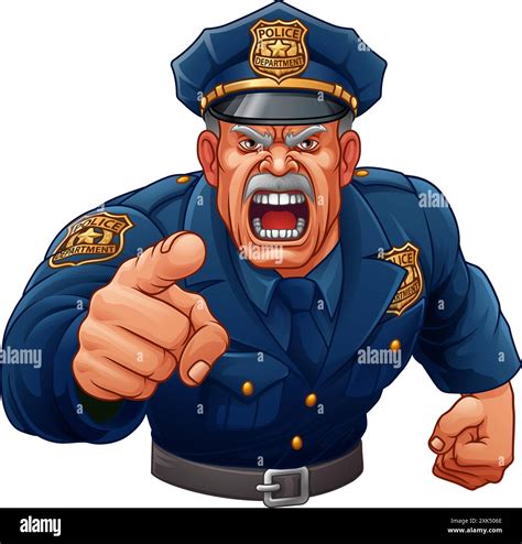 Policeman Angry Police Man Cartoon Character Cop Stock Vector Image