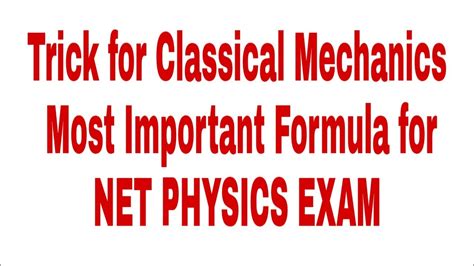 Trick For Classical Mechanics Important Formula Stability Analysis