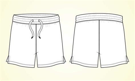 Mesh Shorts Flat Technical Drawing Illustration Blank 44 Off