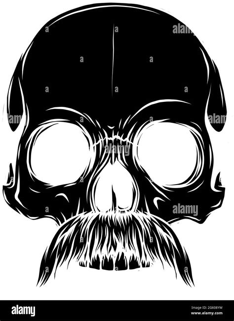 Vector Illustration Of Human Skull With Moustache Stock Vector Image