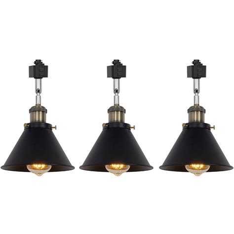 FSLiving Adjustable Angle H Type Track Pendant Light E26 Bronze Base