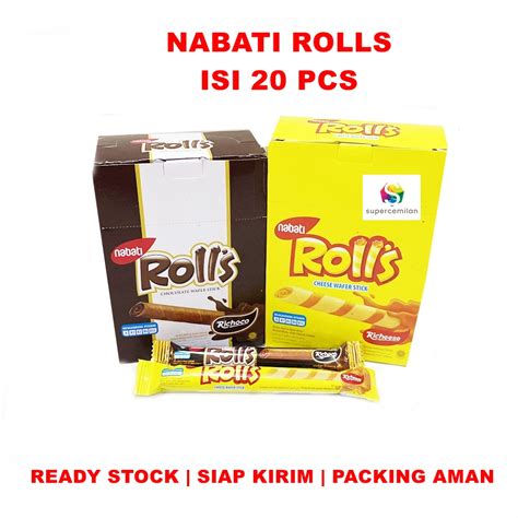 Nabati Richeese Rolls Cheese Chocolate Wafer Stick Keju Isi 20 Pcs