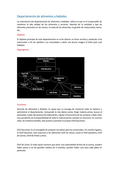 Documento APUNTES Departamento De Alimentos Y Bebidas La