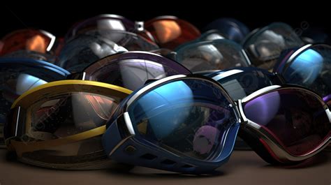 Skiing Goggles Heap In 3d Rendering Background Winter Sport Ski Snowboard Snowboard