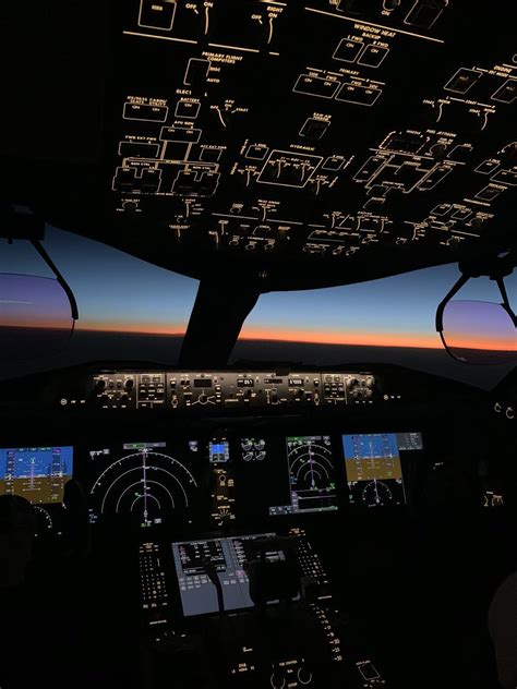 Boeing 787 Cockpit At Night