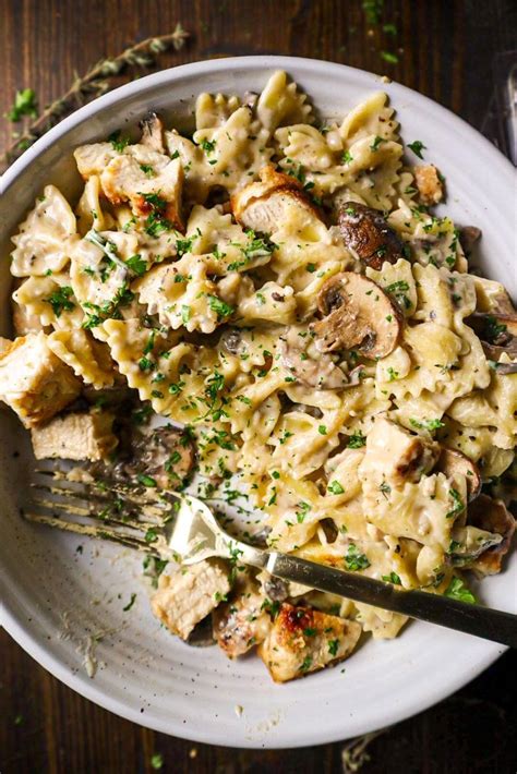 Creamy Mushroom Chicken Pasta Must Love Garlic